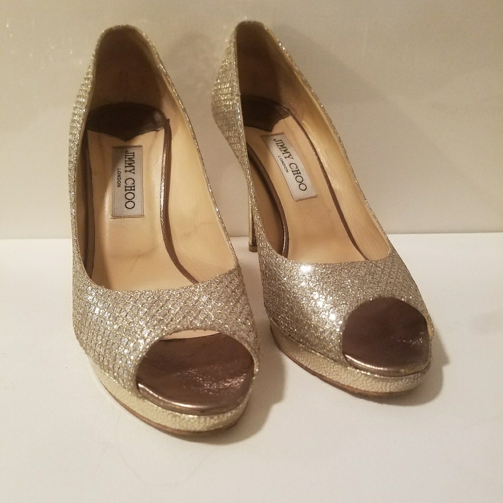 Jimmy Choo - Sparkly Open Toe Heels - image 1
